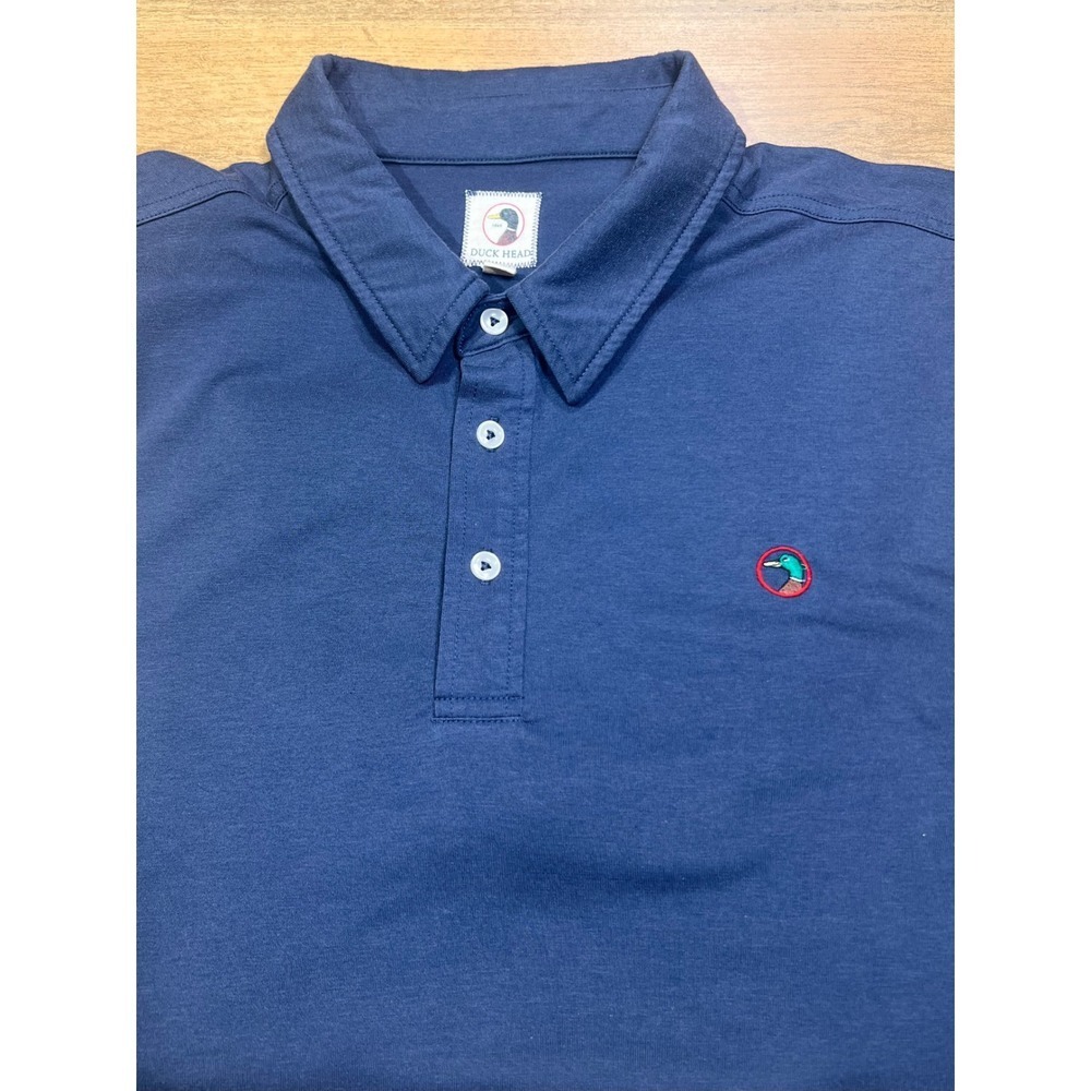 Duck Head Mens XXL Navy Blue Short Sleeve Performance Polo Shirt Logo Stretch